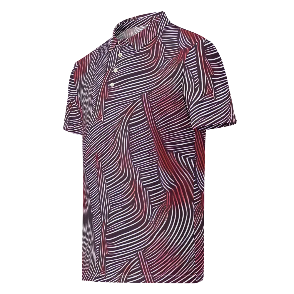 Nebula Waves on Men's Slim Fit Polo Shirt — Left Front