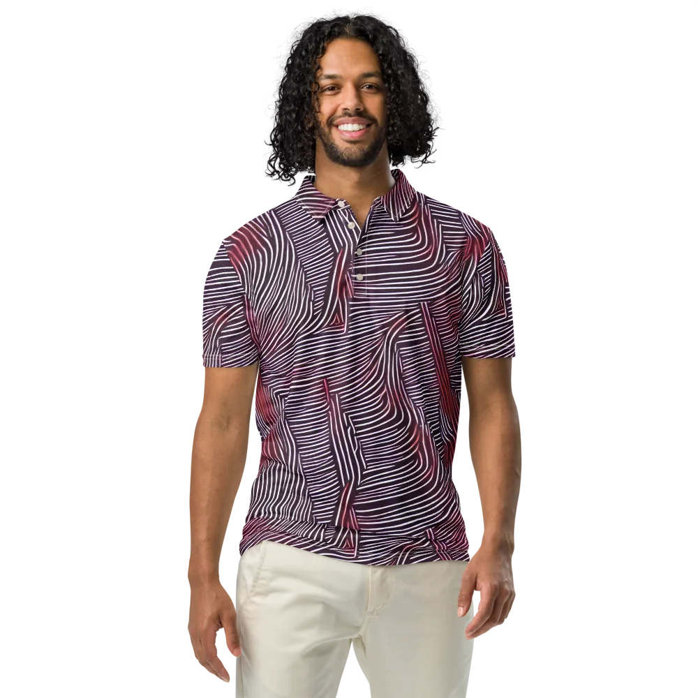 Nebula Waves on Men's Slim Fit Polo Shirt — Front