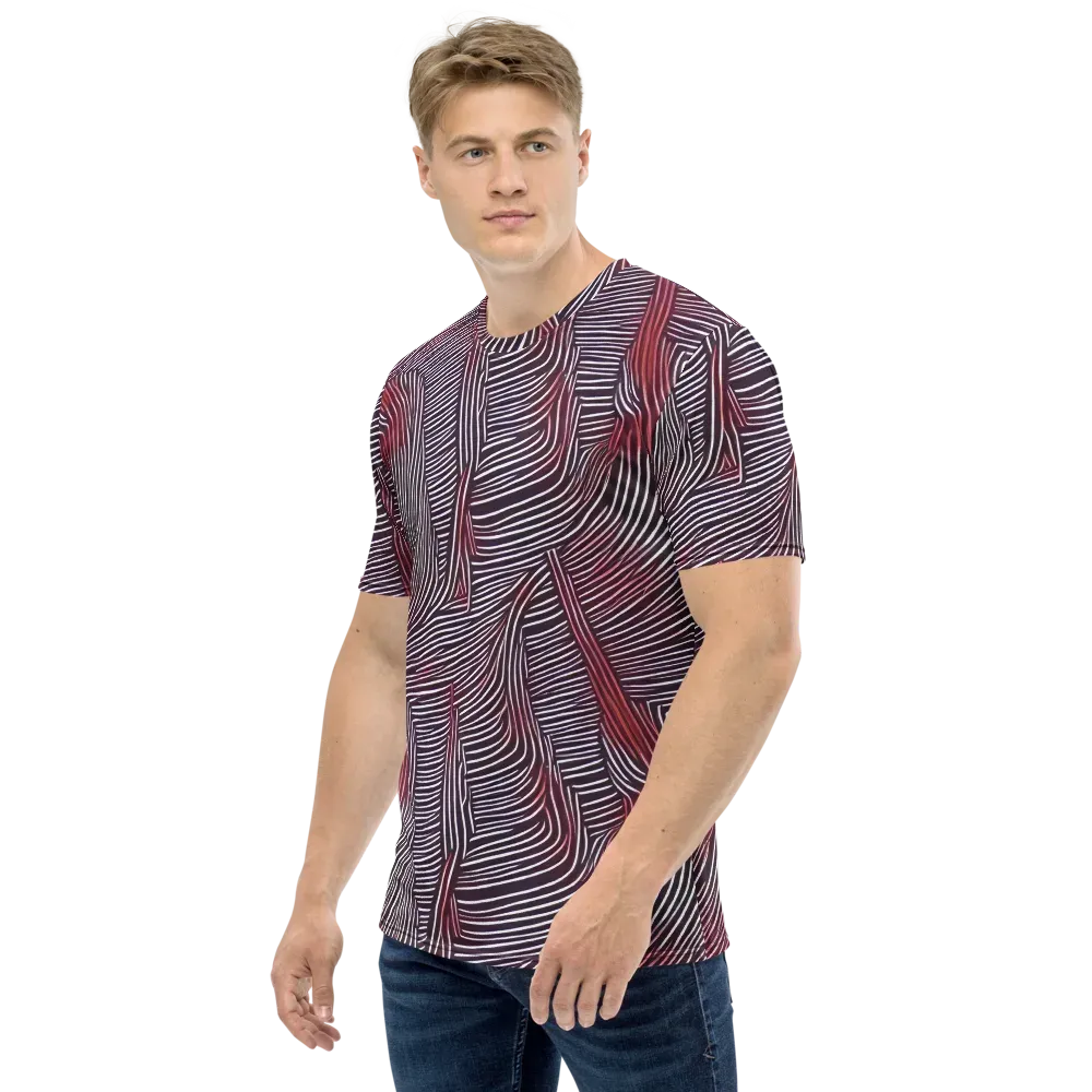 Nebula Waves on Men's Crew Neck T-Shirt — Left