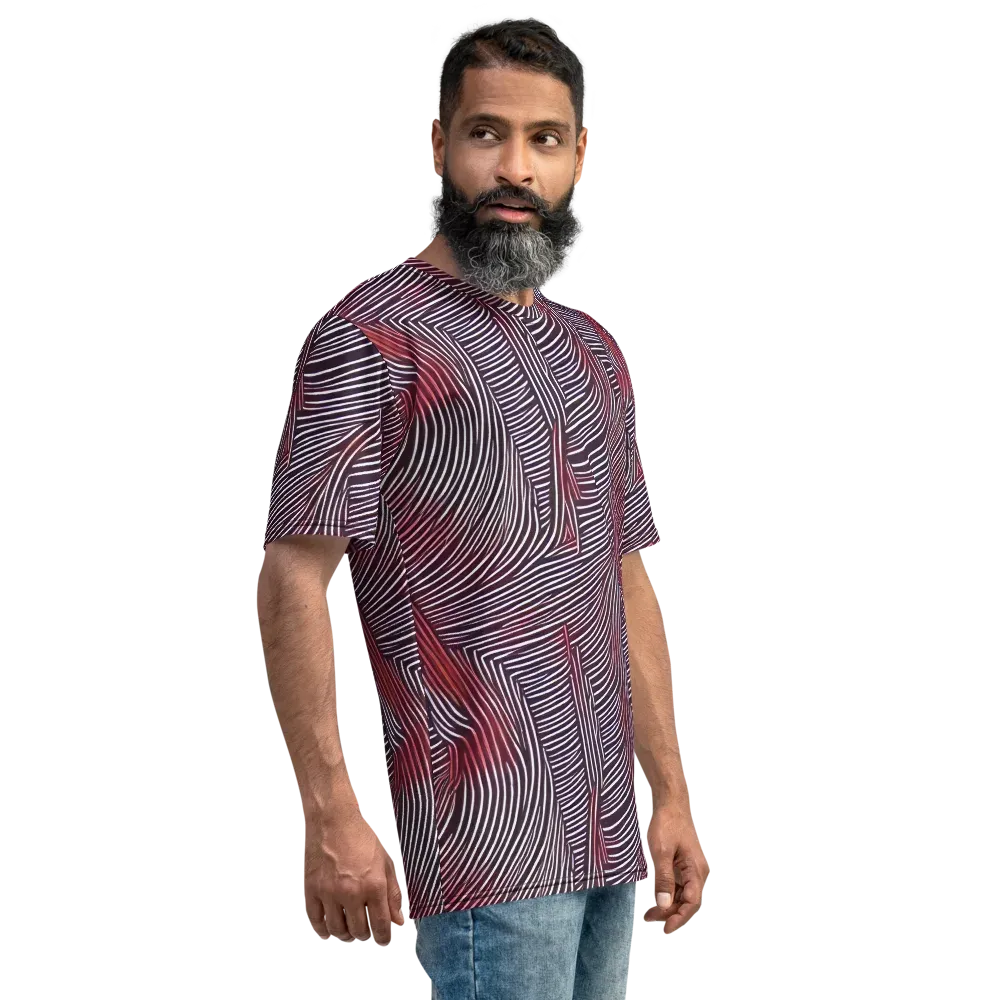 Nebula Waves on Men's Crew Neck T-Shirt — Right