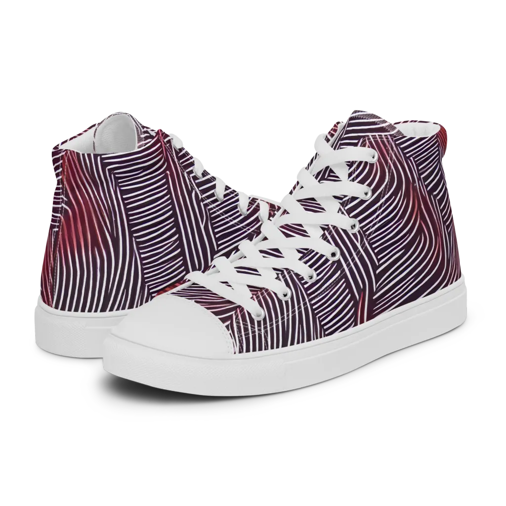 Nebula Waves on Men's High Top Canvas Shoes — Left