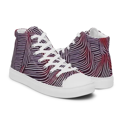 Nebula Waves on a Men's High Top Canvas Shoes