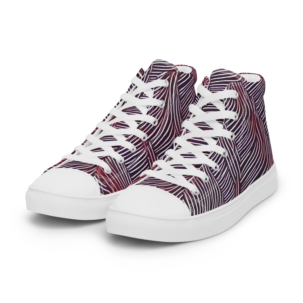 Nebula Waves on Women's High Top Canvas Shoes — Left Front