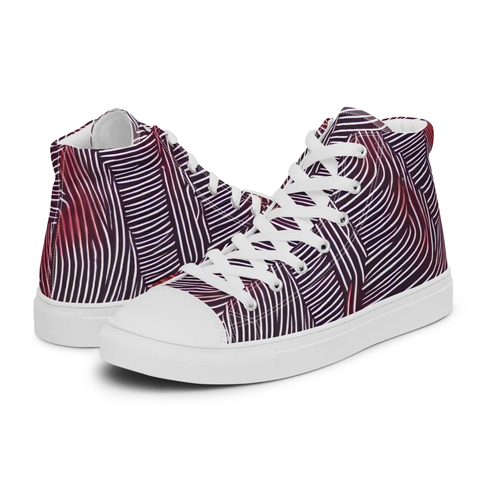 Nebula Waves on Women's High Top Canvas Shoes — Left