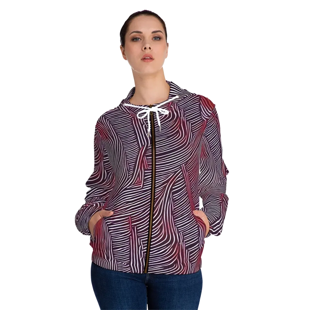 Nebula Waves on Women's Full-Zip Hoodie — Front On Person