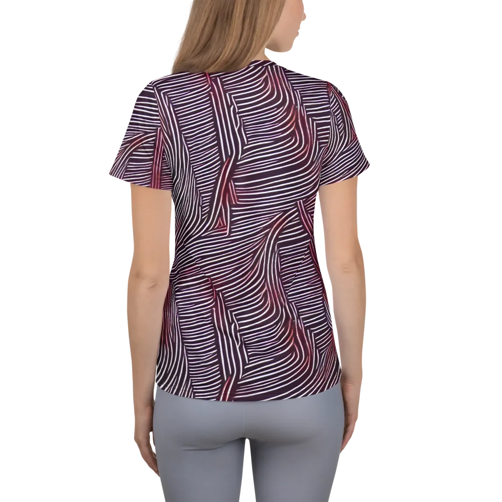 Nebula Waves on Women's Athletic T-Shirt — Back