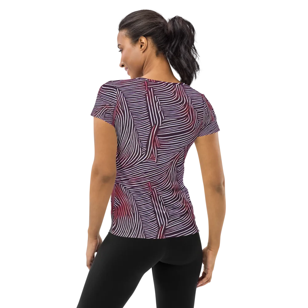 Nebula Waves on Women's Athletic T-Shirt — Back