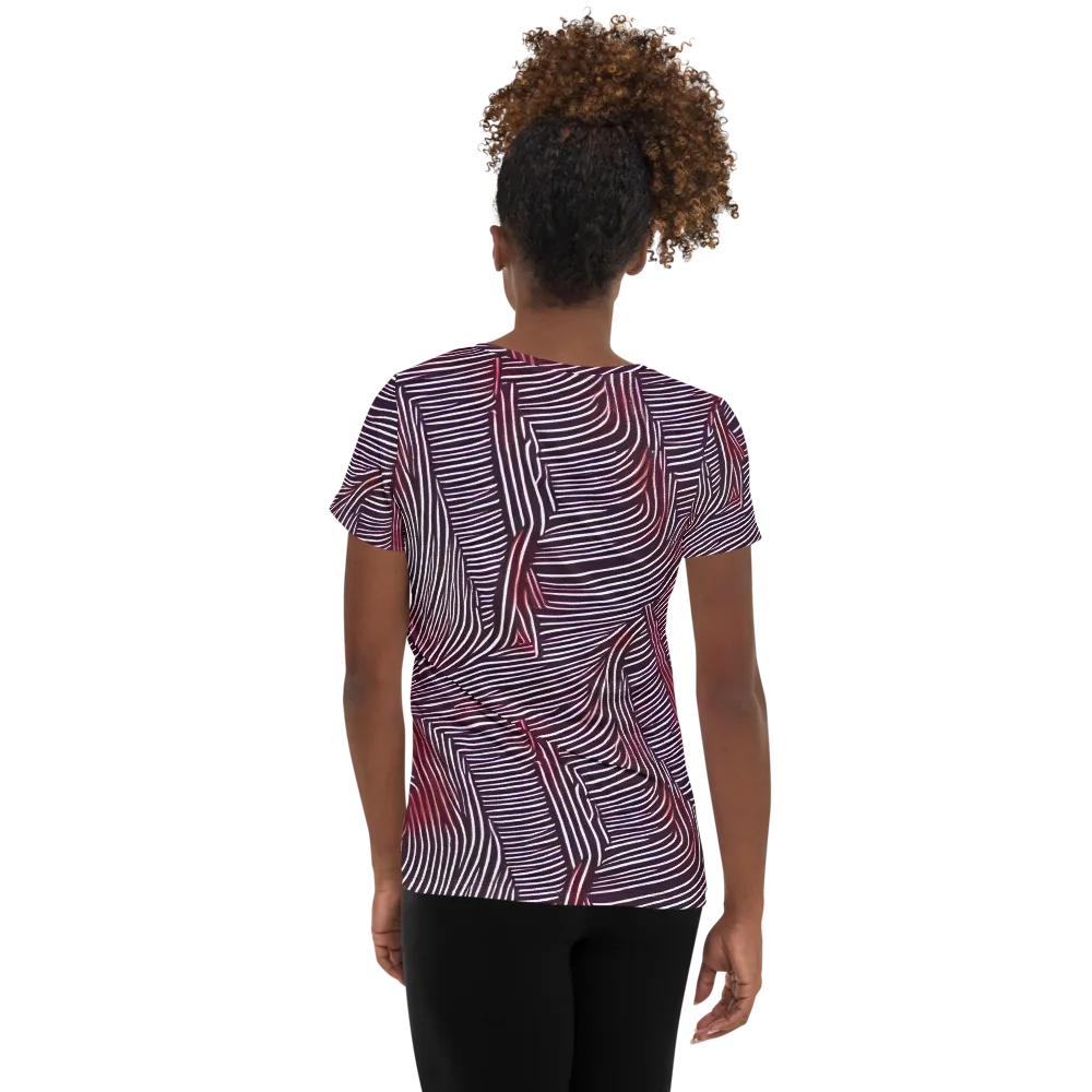 Nebula Waves on Women's Athletic T-Shirt — Back