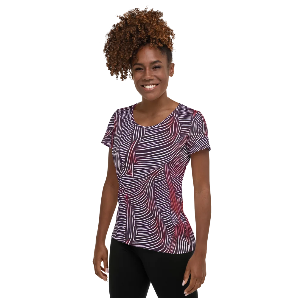 Nebula Waves on Women's Athletic T-Shirt — Left