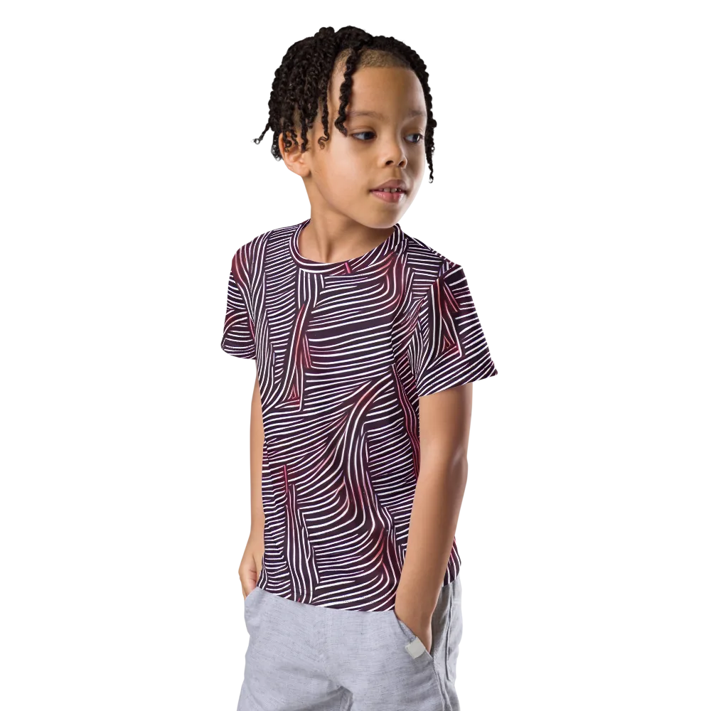 Nebula Waves on Kids Crew Neck T-Shirt — Left Front