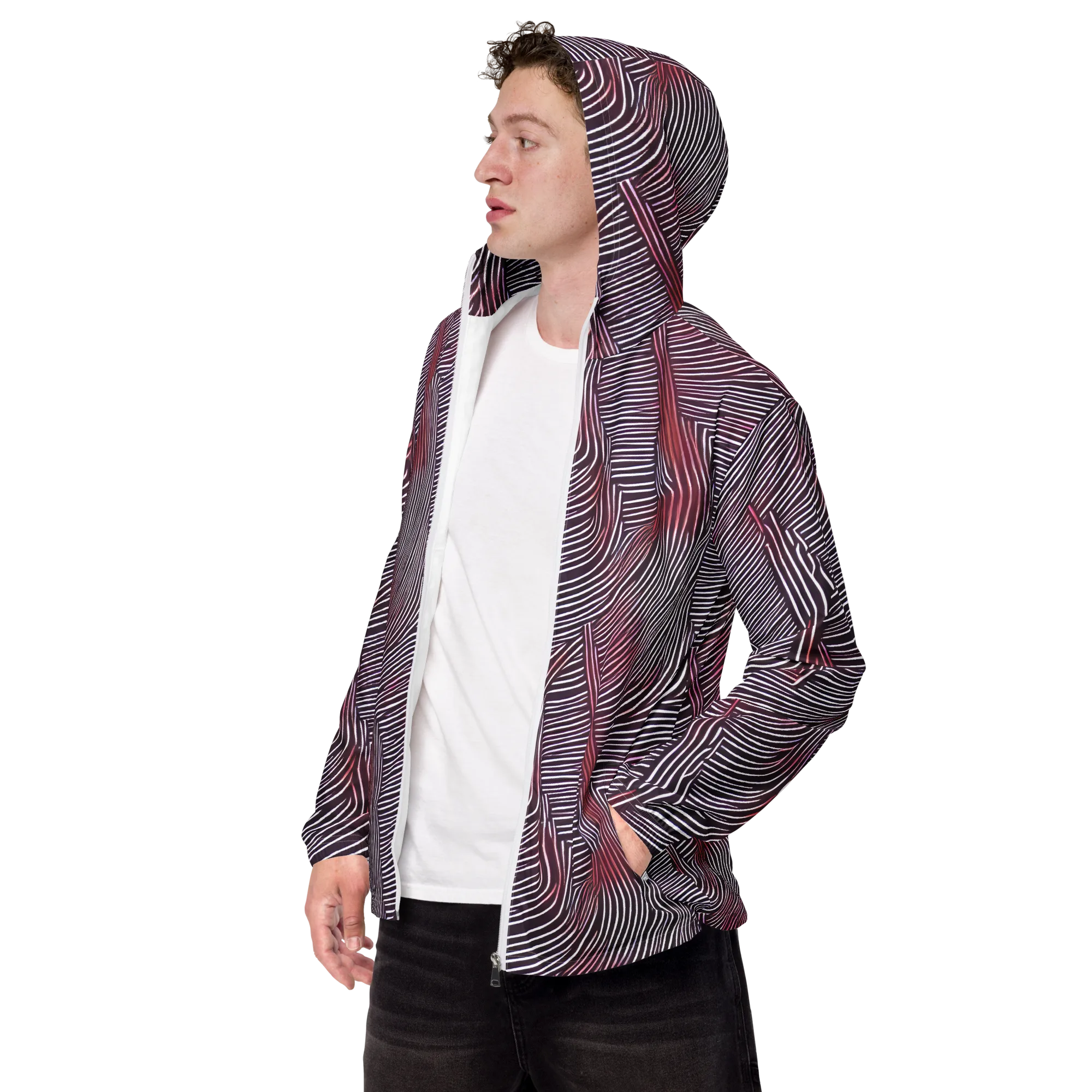Nebula Waves on Men's Windbreaker — Left Front