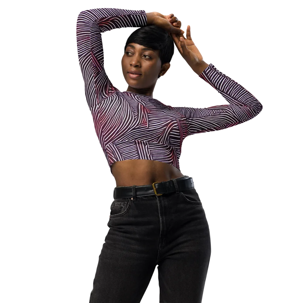 Nebula Waves on Long Sleeve Crop Top — Front