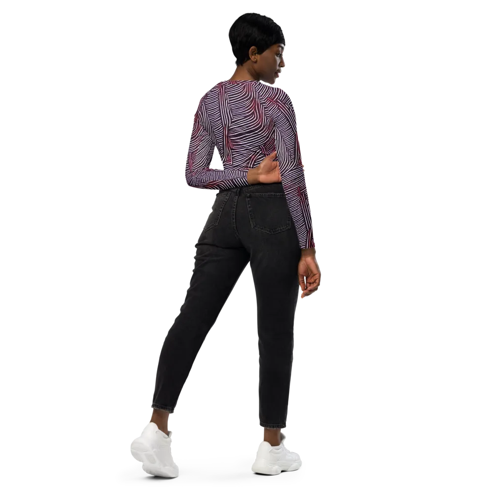 Nebula Waves on Long Sleeve Crop Top — Right Back