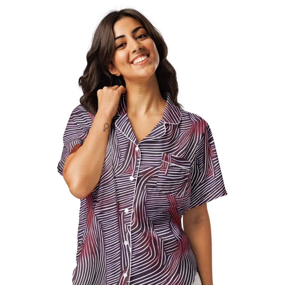 Nebula Waves on Women's Short Sleeve Pajama Top — Front