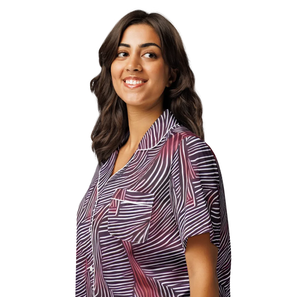 Nebula Waves on Women's Short Sleeve Pajama Top — Left Front