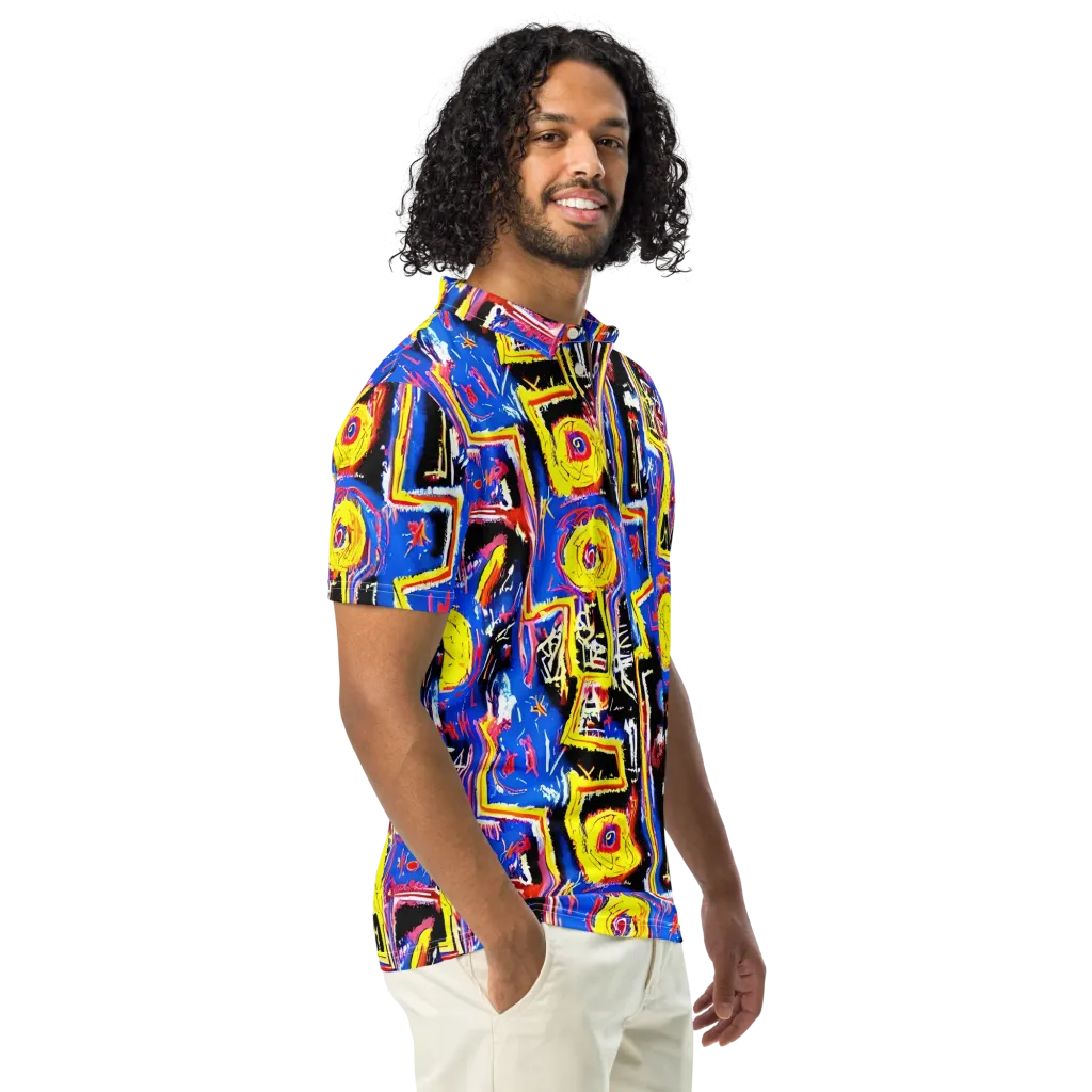 Radiant Mayhem on Men's Slim Fit Polo Shirt — Right Front
