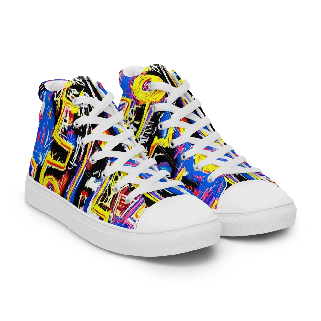 Radiant Mayhem on Men's High Top Canvas Shoes — Right Front