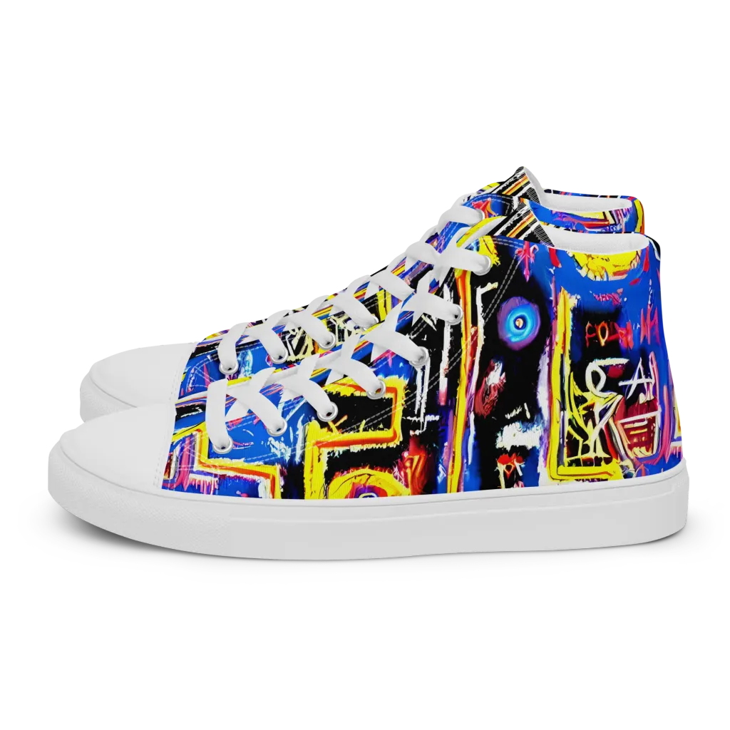 Radiant Mayhem on Men's High Top Canvas Shoes — Left
