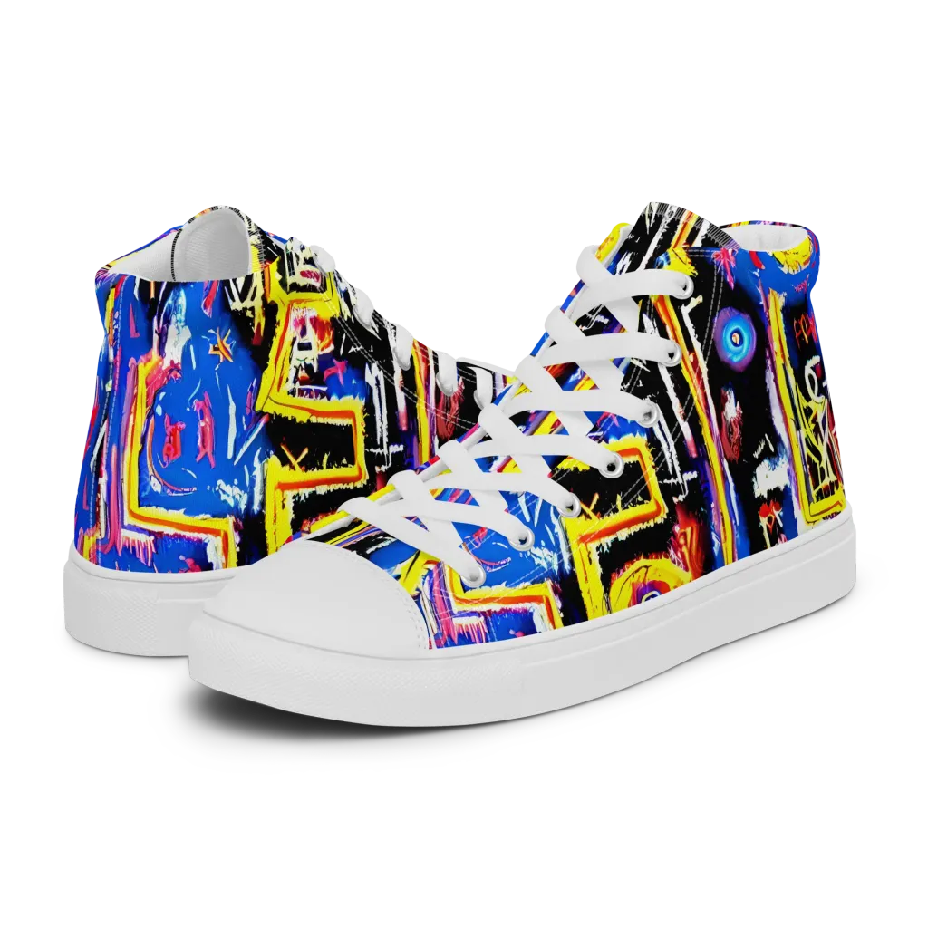 Radiant Mayhem on Men's High Top Canvas Shoes — Left