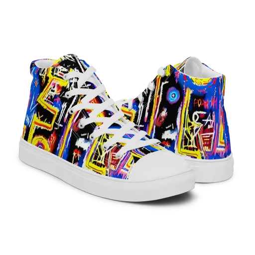 Radiant Mayhem on a Men's High Top Canvas Shoes
