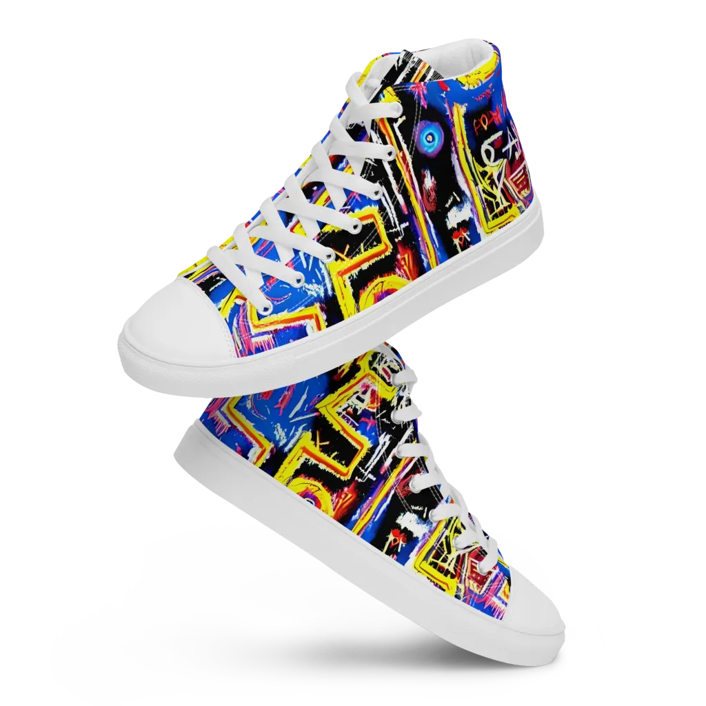 Radiant Mayhem on Men's High Top Canvas Shoes — Front