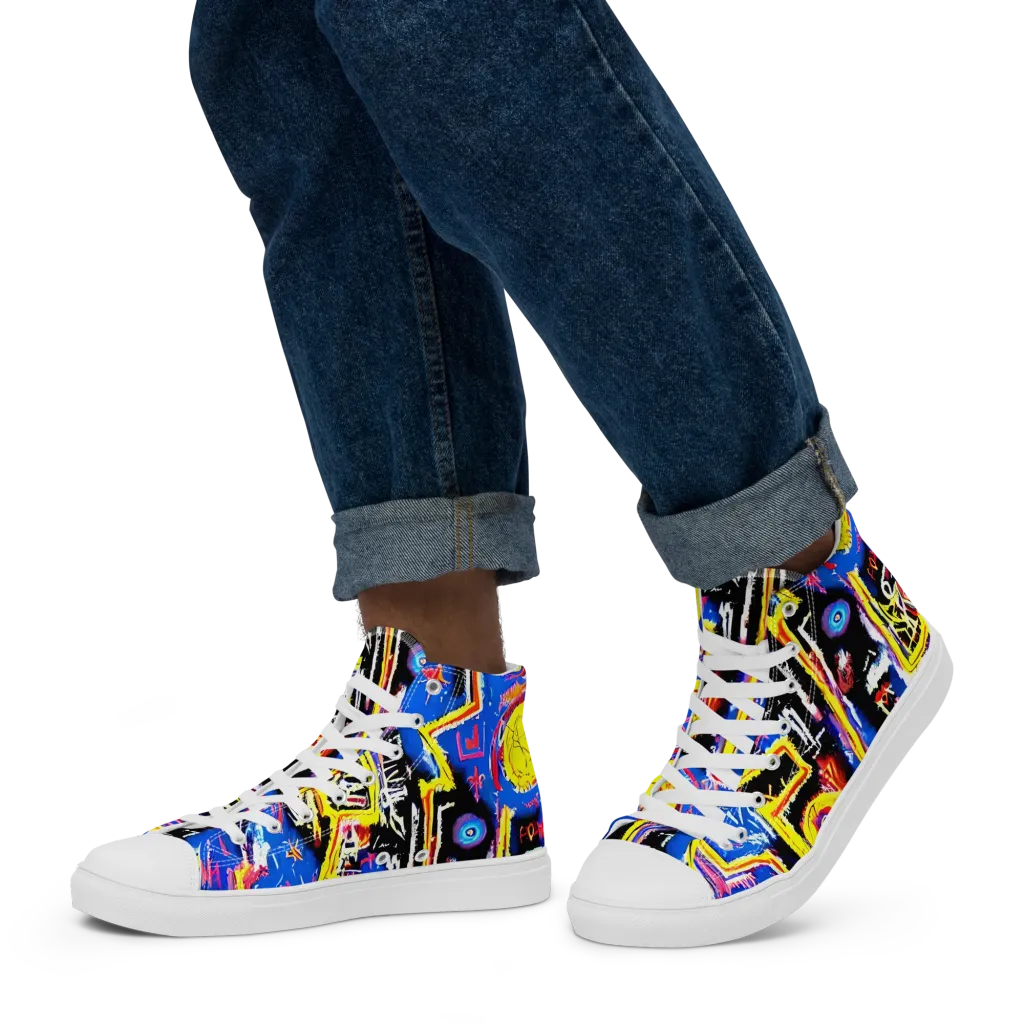 Radiant Mayhem on Men's High Top Canvas Shoes — Left