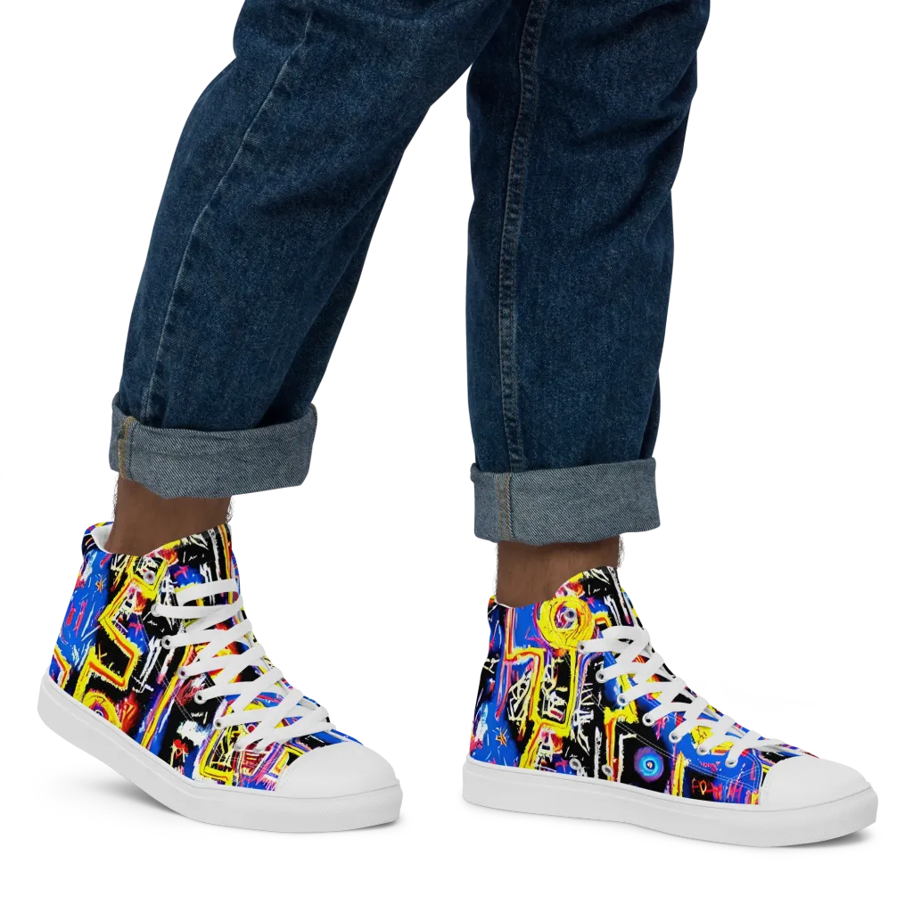 Radiant Mayhem on Men's High Top Canvas Shoes — Right