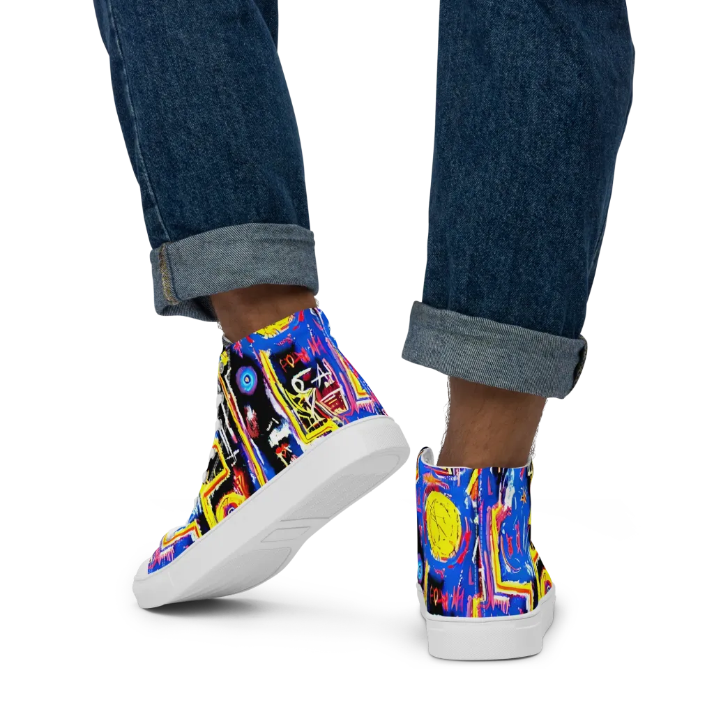 Radiant Mayhem on Men's High Top Canvas Shoes — Back