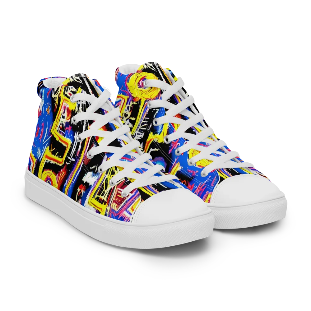 Radiant Mayhem on Women's High Top Canvas Shoes — Right Front