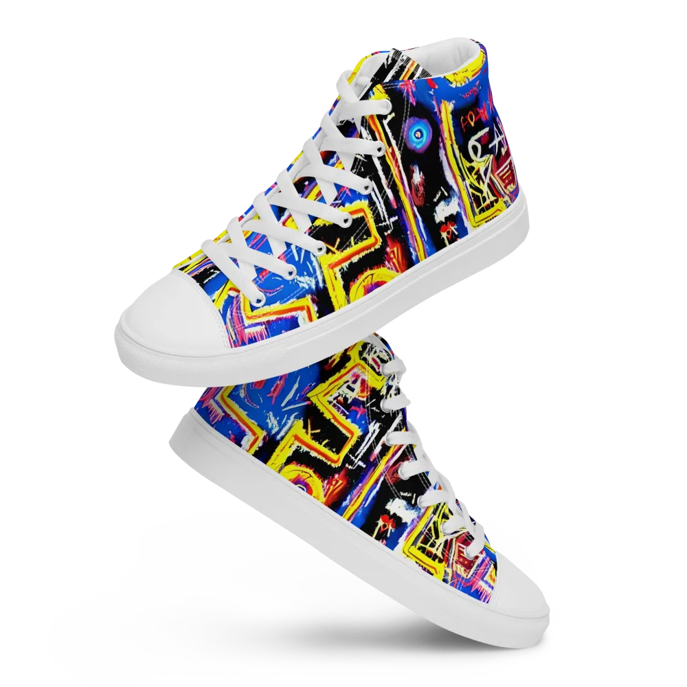 Radiant Mayhem on Women's High Top Canvas Shoes — Front