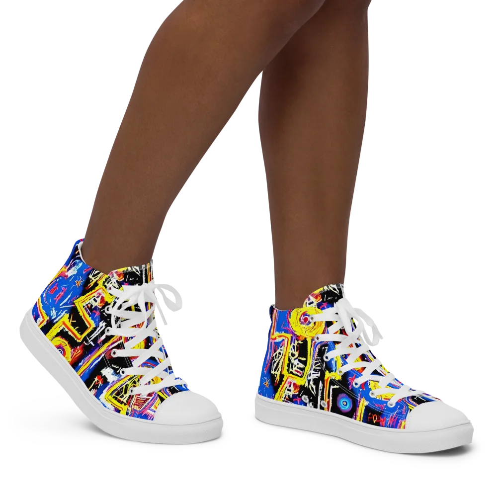 Radiant Mayhem on Women's High Top Canvas Shoes — Right