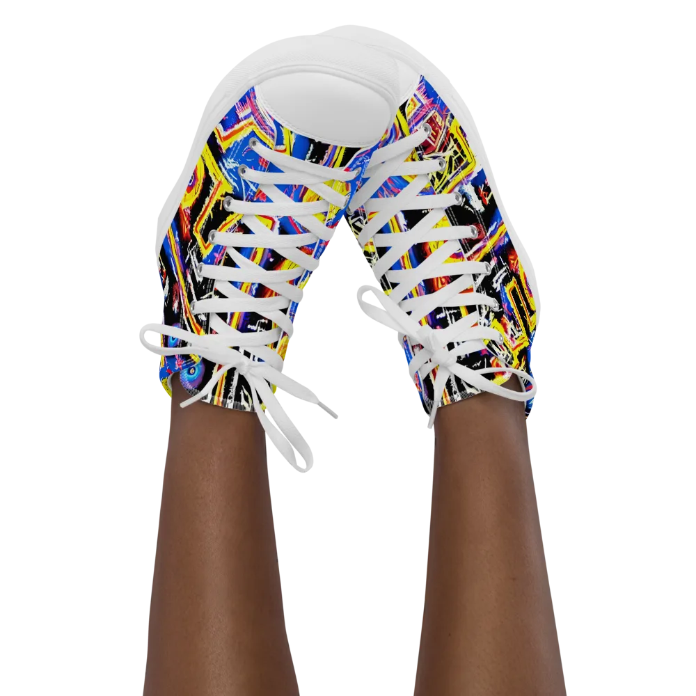 Radiant Mayhem on Women's High Top Canvas Shoes — Front