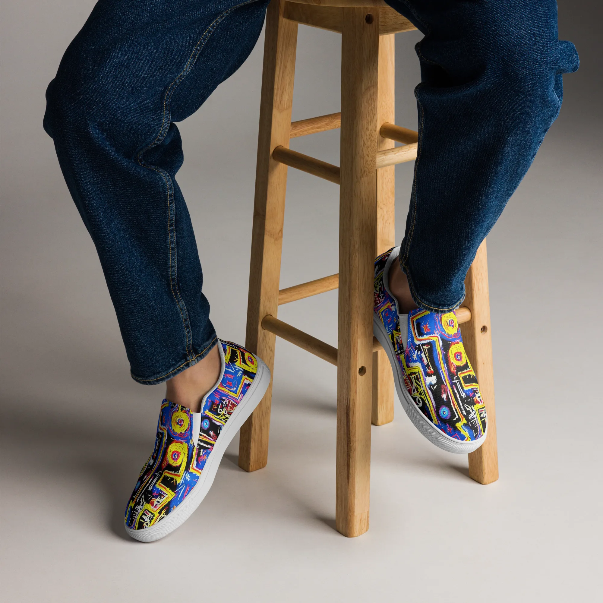 Radiant Mayhem on Men's Slip-On Canvas Shoes — Front