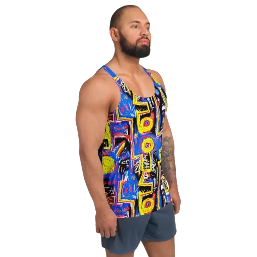 Radiant Mayhem on a Men's Tank Top