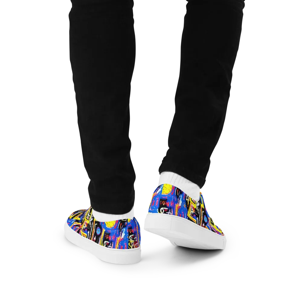Radiant Mayhem on Men's Lace-Up Canvas Shoes — Back