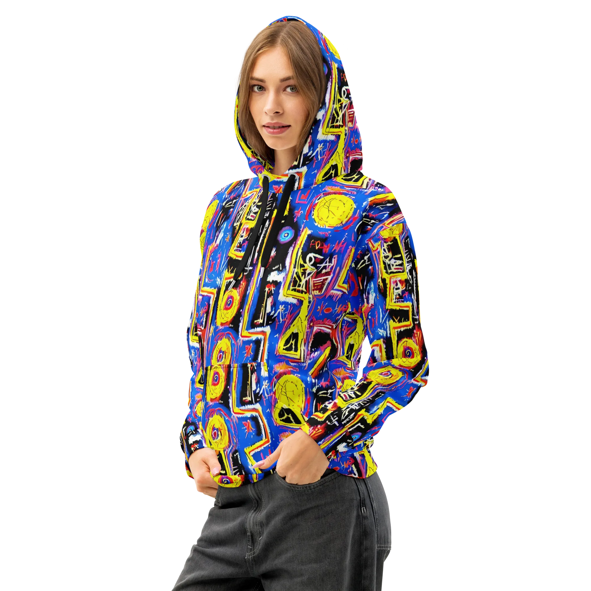 Radiant Mayhem on Cotton Hoodie — Left Front