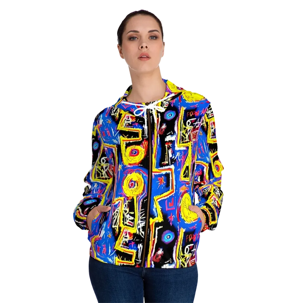 Radiant Mayhem on Women's Full-Zip Hoodie — Front On Person
