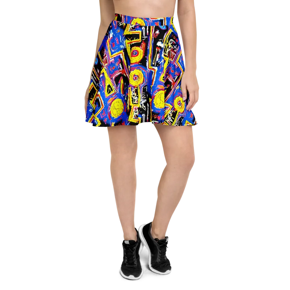 Radiant Mayhem on Skater Skirt — Front