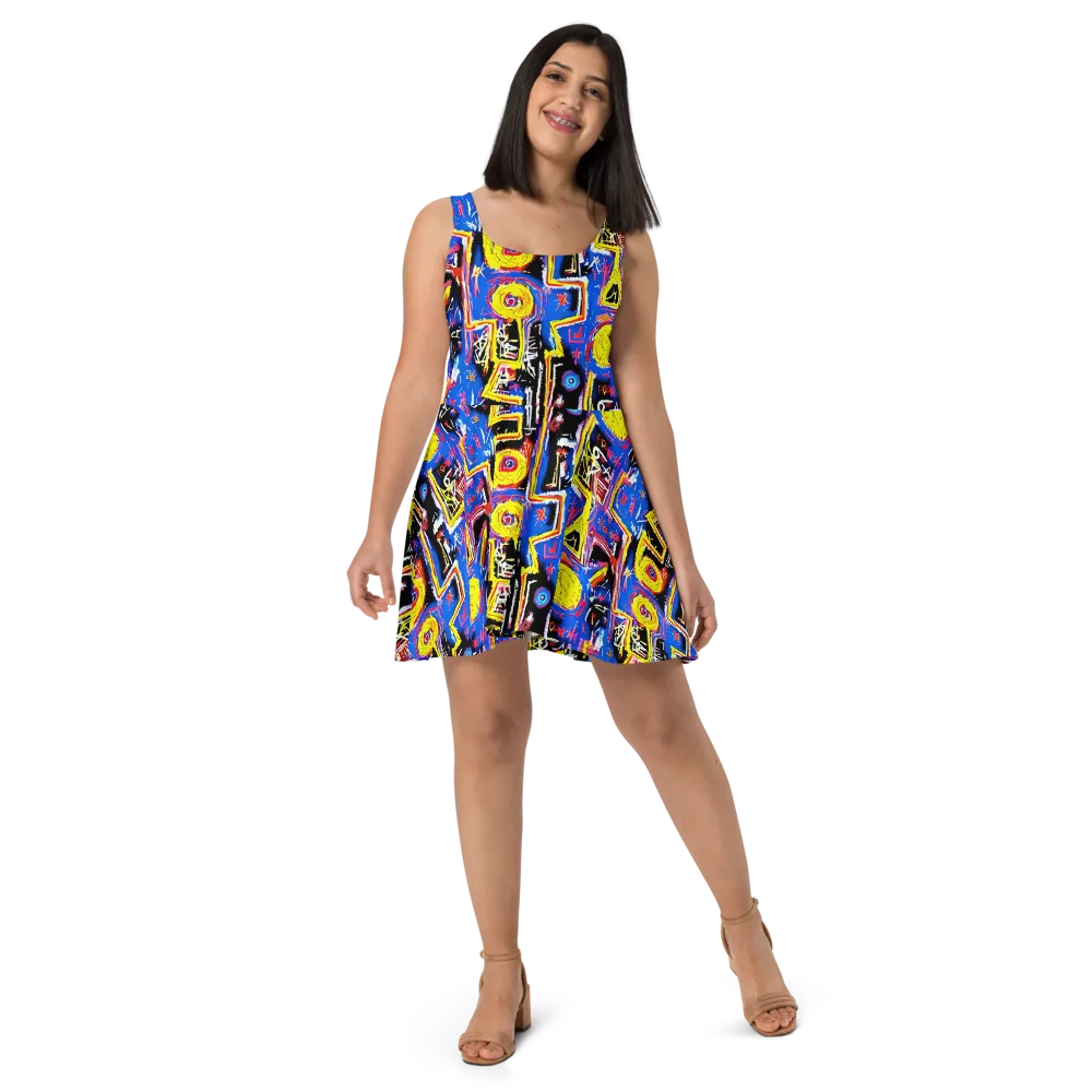 Radiant Mayhem on Skater Dress — Front