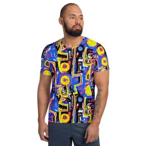 Radiant Mayhem on a Men's Athletic T-Shirt