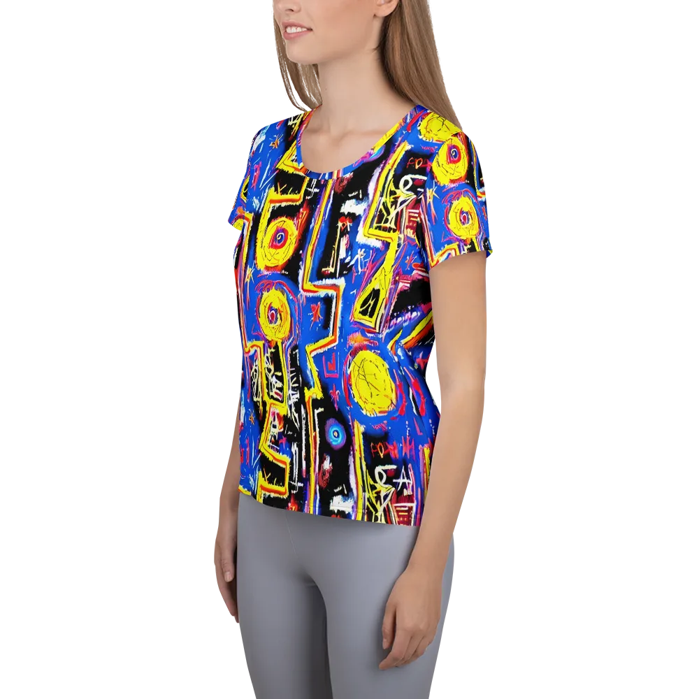 Radiant Mayhem on Women's Athletic T-Shirt — Left