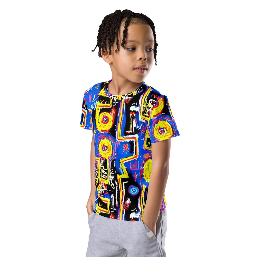 Radiant Mayhem on Kids Crew Neck T-Shirt — Left Front