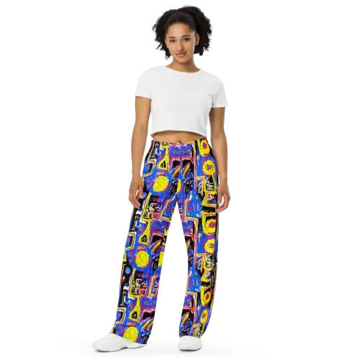 Radiant Mayhem on a Wide-Leg Pants