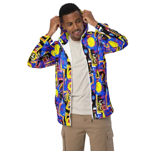 Radiant Mayhem on a Men's Windbreaker