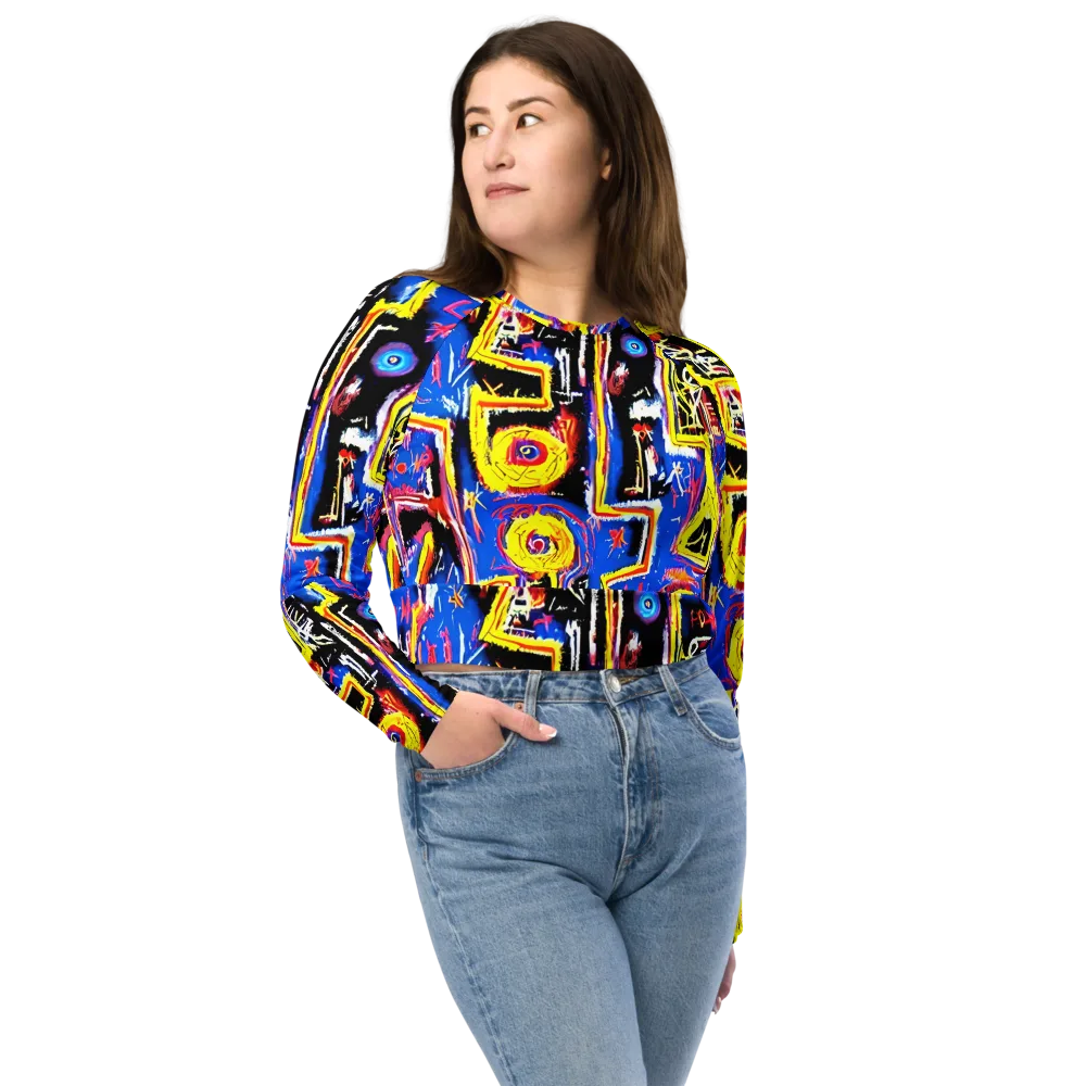 Radiant Mayhem on Long Sleeve Crop Top — Front