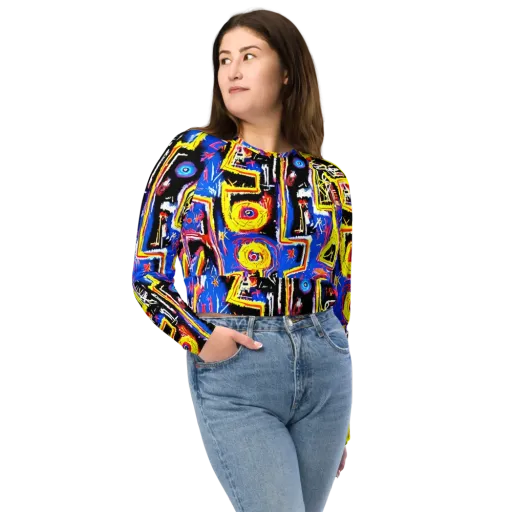 Radiant Mayhem on a Long Sleeve Crop Top