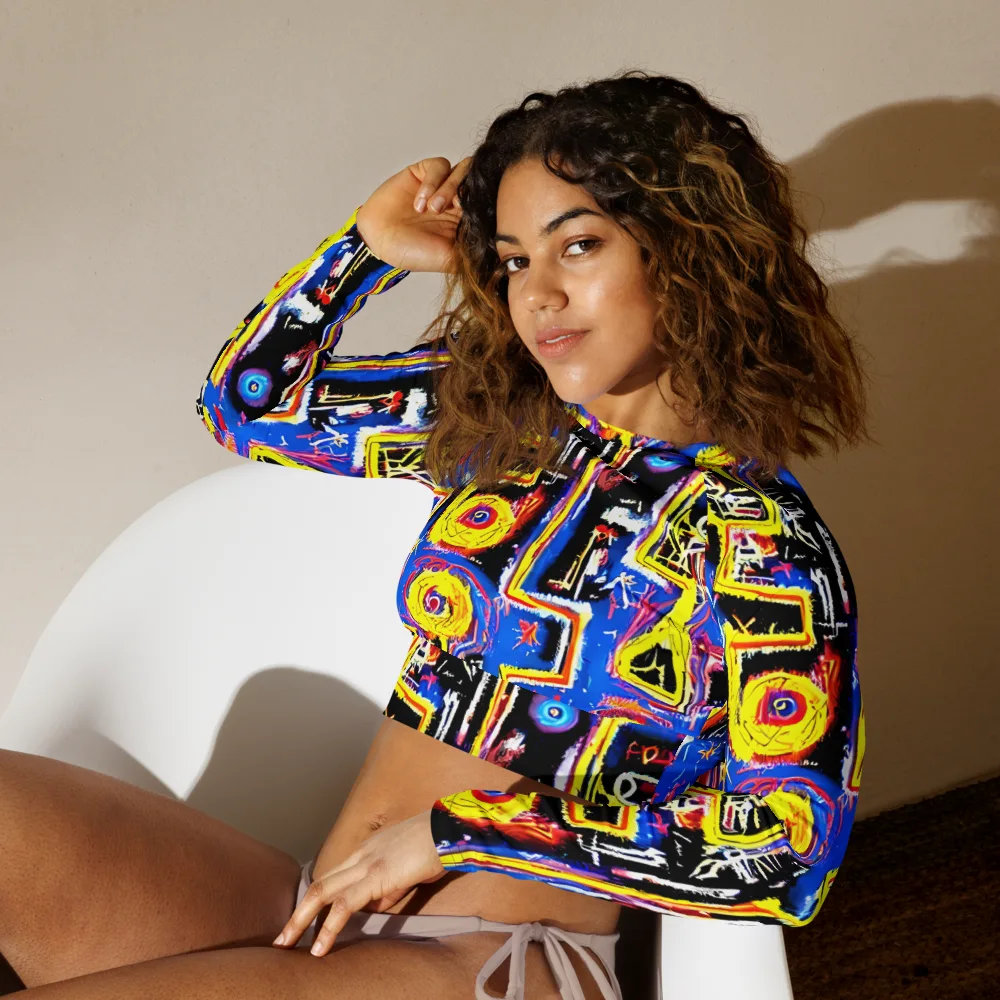Radiant Mayhem on Long Sleeve Crop Top — Left Front
