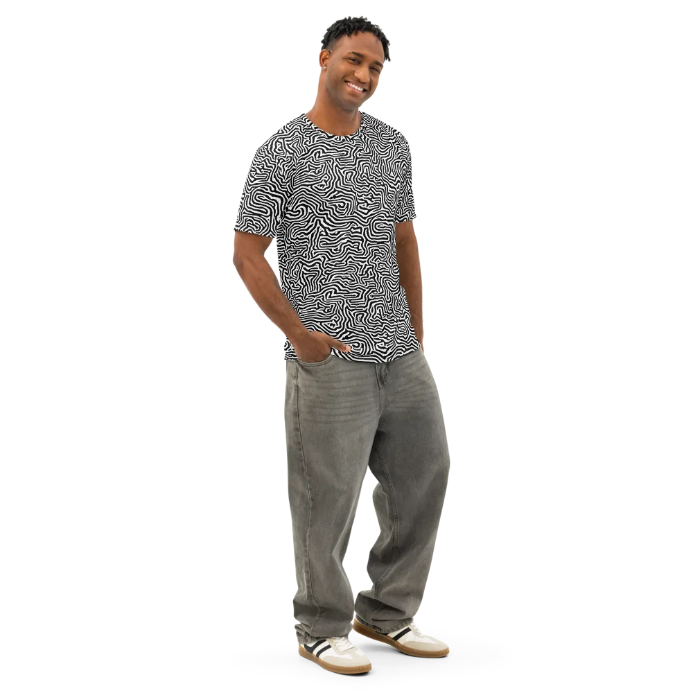 Doodle Symphony on Men's Cotton Crew Neck T-Shirt — Right Front