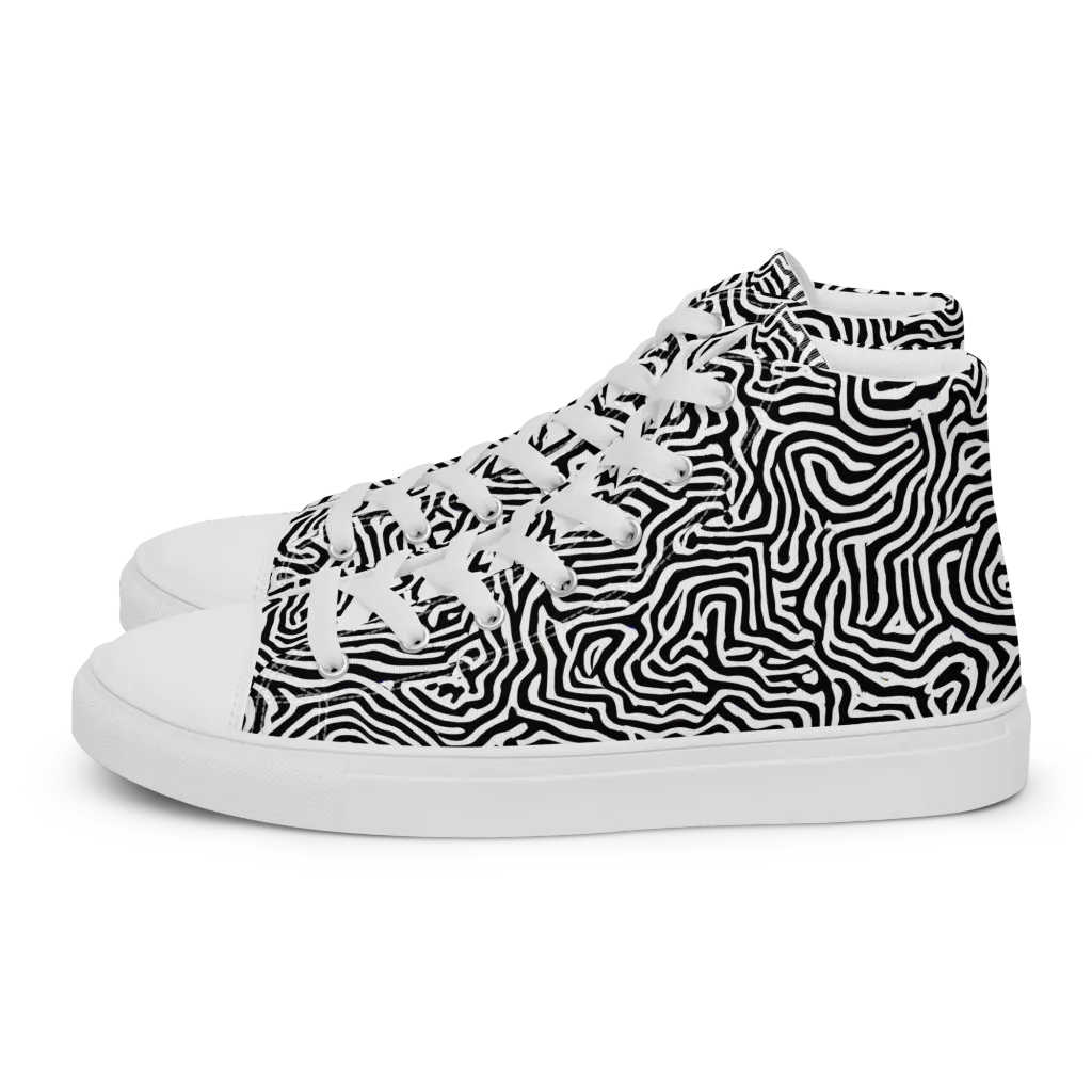 Doodle Symphony on Men's High Top Canvas Shoes — Left