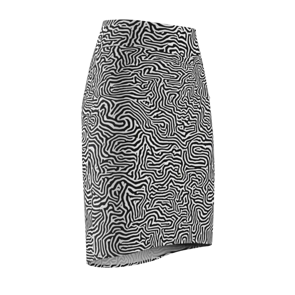 Doodle Symphony on Pencil Skirt — Front Side